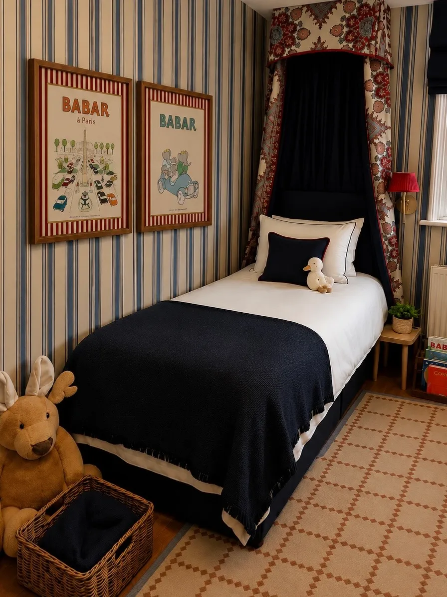 Nursery with painted folk art armoire
