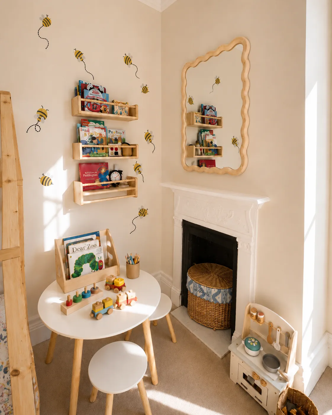 Pink nursery with goose wallpaper