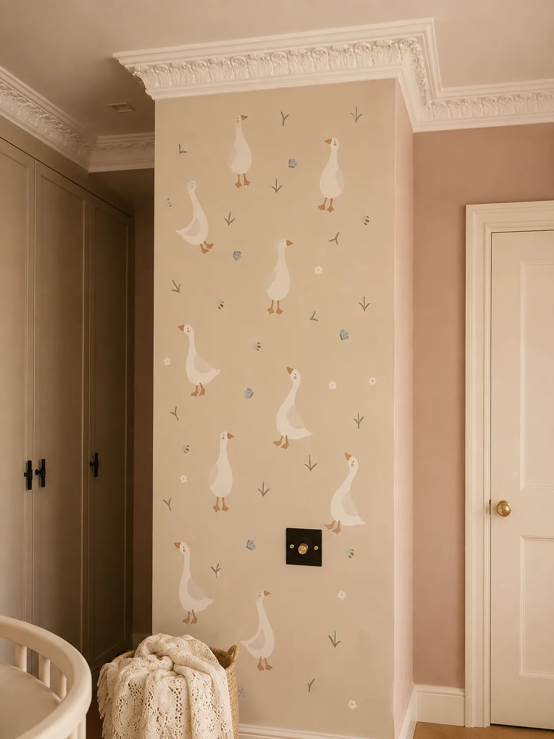 Nursery Goose Wallpaper Pink Room Design
